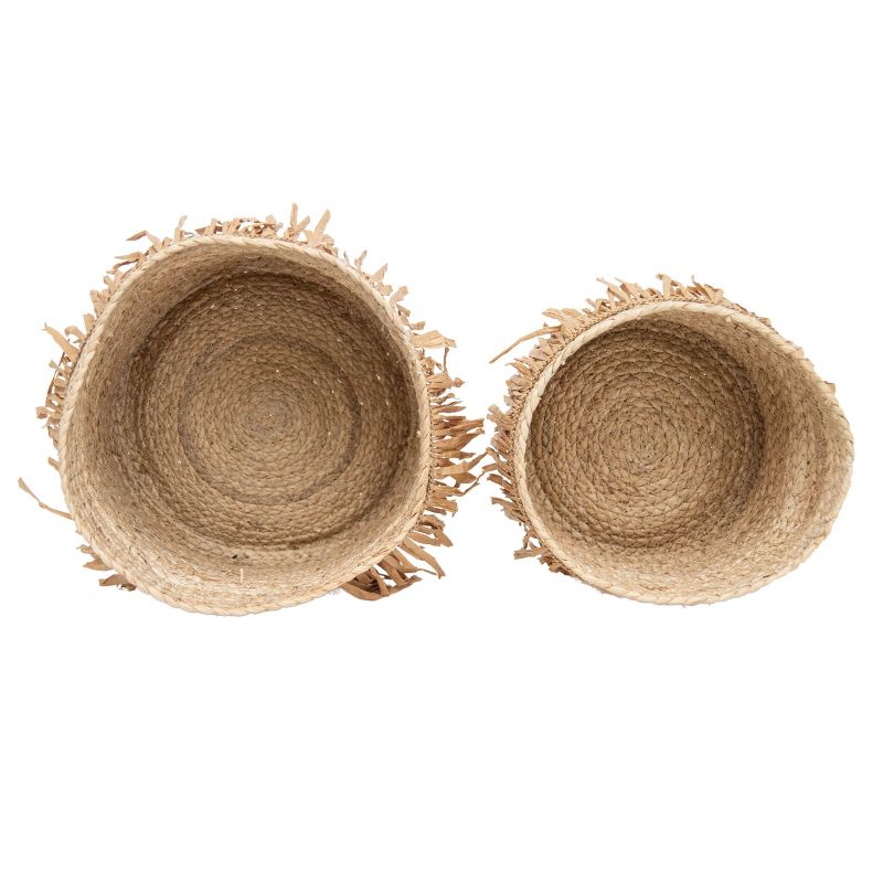 Set of 2 Natural Woven Natural Seagrass & Faux Raffia Basket - Foreside Home & Garden, 2 of 9