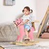 Qaba Rocking Horse Plush Animal on Wooden Rockers with Sounds, Wooden Base, Baby Rocking Chair for 36-72 Months, Pink - 3 of 4