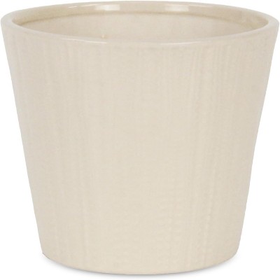 Cheung's Currula Tapered Vertical Dotted Pattern Ceramic Pot - Large - Off White