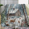 Lomsoe Snowy Cabin and Deer Design Flannel Blanket - All Seasons Soft and Warm Throw Blanket for Napping, Camping, Travel, Office, Home Decor - 4 of 4