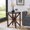 Lyngins Mid-Century Modern Side Table with Clear Tempered Glass Top & Poplar Wood Tripod Base, Small Coffee Table with Anti-Scratch Design, End Table - 2 of 4