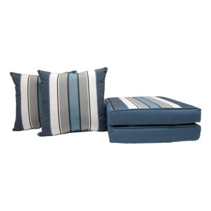 Home Fashions International 4pc Sundeck Stripe Pillow & Deluxe Outdoor Cushion Set - 1 of 1