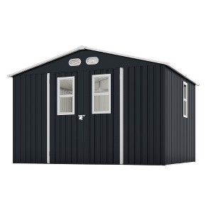 Ridstar 196.46 in. W Lockable Outdoor Storage Shed with 4 Skylights-Dark Gray - 1 of 4