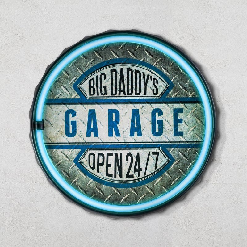 Big Daddy&#39;s Garage LED Neon Light Sign Wall Decor Blue/Silver - American Art Decor, 5 of 10