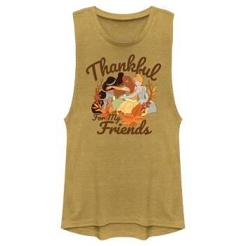 Juniors Womens Disney Princesses Thankful for my Friends Festival Muscle Tee