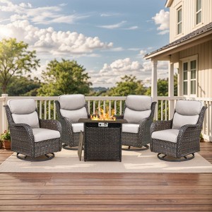 Gymojoy  Outdoor 5 Inch Gliders Chairs with Fire Pit Table Patio Funiture - 1 of 4