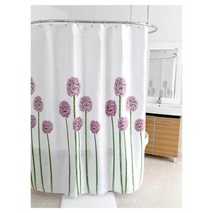 Fabric Floral Shower Curtain Purple/Green - Splash Home: Botanical Design, Polyester, Machine Washable - 1 of 4