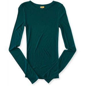 Aeropostale Womens Ribbed LS Basic T-Shirt, Green, Small - 1 of 1