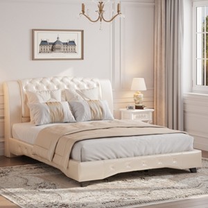Christopher Knight Home Orina Modern Faux Leather Upholstered Button Tufted Platform Bed - 1 of 4