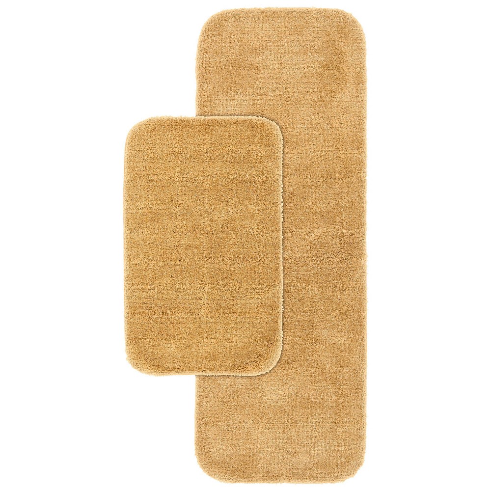 Garland Rug Traditional 2 Piece Nylon Washable Bathroom Rug Set (21x34/22x60) Linen