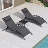 PURPLE LEAF Patio Chaise Lounge Set of 3 Outdoor Lounge Chair Beach Pool Sunbathing Lawn Lounger Recliner Chiar, Side Table Included - 2 of 4
