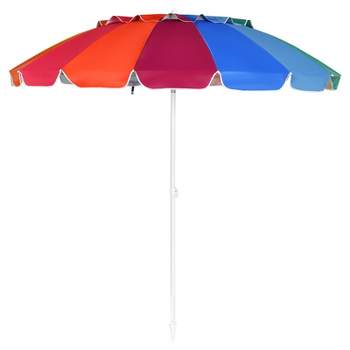 Tangkula 8 FT Patio Beach Umbrella Sun Shelter w/Sand Anchor & Tilt Air Vent for Garden Beach Backyard