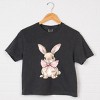 Bunny Watercolor With Bow - Women's Boxy Crop Top Graphic T-Shirt - 3 of 4