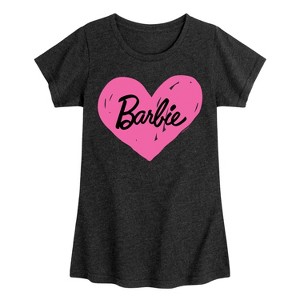 Girls' - Barbie - Hand Painted Heart Fitted Short Sleeve Graphic T-Shirt - 1 of 4