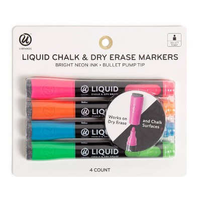 U Brands 4ct Liquid Chalk and Dry Erase Markers Neon