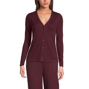 Lands' End Women's Pointelle Long Sleeve Sleep Cardigan - 1 of 4