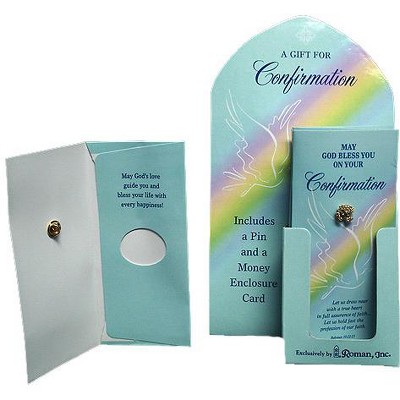 Roman Club Pack of 24 Blue Confirmation Day Gift Money Cards and Pins 6.5"