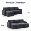 FURNIinspire Sectional Sofas Sleeper Sofa Bed with Pull Out Bed L Shaped Sectional Convertible Sofa Bed for Apartment Office, Black, 55"*83"*33" - 3 of 4