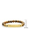 Steeltime Mens tiger eye beaded bracelet with 18k gold plated accents - 3 of 4
