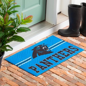 Evergreen NFL Carolina Panthers Embossed Mat Cross Hatch Indoor and Outdoor Doormat - 1 of 3