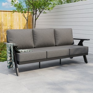 EAGLE PEAK Urban Slate 3-Seat Modern Patio Couch Outdoor Sofa with Weather Resistant Cushions - 1 of 4