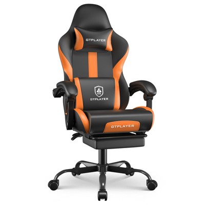 GTPLAYER Ergonomic Gaming Chair, PU Leather Computer Chair with Footrest, Lumbar Support for Adults