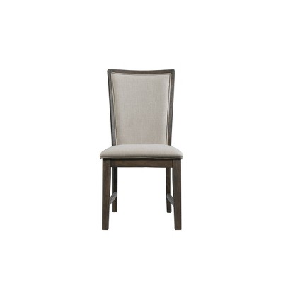 Gray Upholstered High Back Wood Side Chair Set