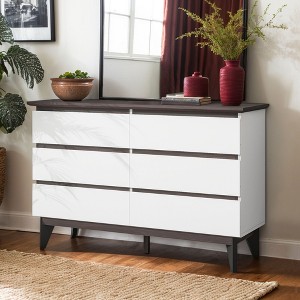 VANIRROR 6 Drawer Storage Cabinet Dresser, Wood Storage Tower Clothes Organizer, Wide Chest of 6 Drawers for Bedroom, Hallway, Entryway Living Room - 1 of 4