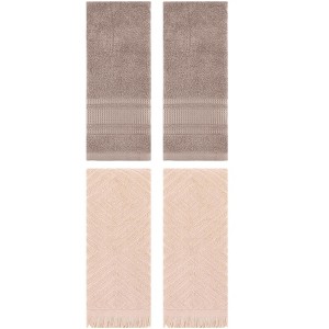 REGALWOVEN 4 Pcs Bathroom Cotton Soft and Absorbent Geometric Hand Towel 13" x 29" - 1 of 4