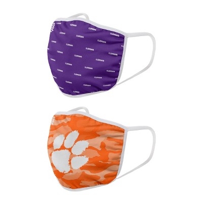 NCAA Clemson Tigers Adult Face Covering 2pk