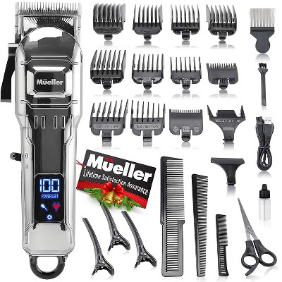 Mueller Professional Hair Clipper for Men Women with LCD Screen - Barber Electric Hair Trimmer & Accessories Set - Grooming Beard & Hair Cutting Kit 