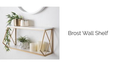 24.5" White and Gold Metal Geometric Wall Shelf