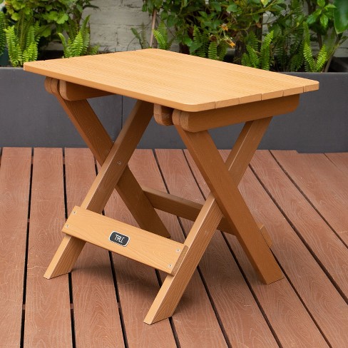 Ellie All-weather Wpc Rectangle Brown Portable Side Tables For Outdoor Garden, Beach, Camping ...