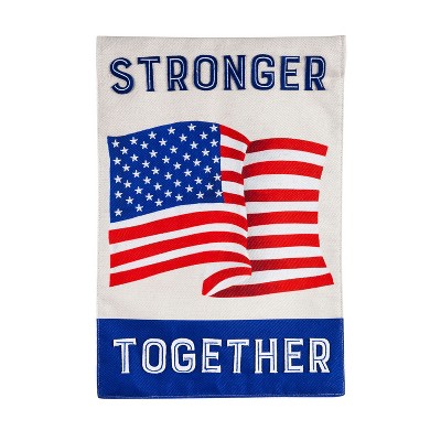 Evergreen Stronger Together Waving Flag Garden Burlap Flag