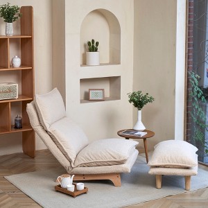 Runesay Modern Beige Lazy Sofa Foldable Reclining Chair Leisure Single Sofa - 1 of 4