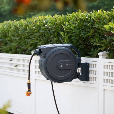 Giraffe Tools 130' Dark Gray Retractable Garden Hose Reel