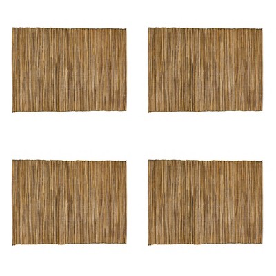 Gold Shimmering Woven Nubby Fabric Placemat Set