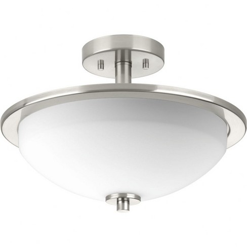 Progress Lighting Replay 2-Light Semi-Flush Ceiling Light, Brushed Nickel, White Glass Shade - image 1 of 4