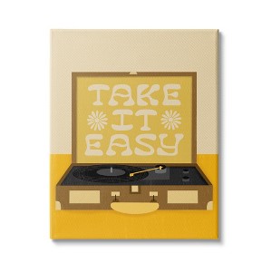Stupell Industries Take it Easy Motivational Vintage Boho Record Player - 1 of 4