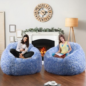 Plush Faux Fur Bean Bag Chair with High Density Foam Filler and Removable Cover - 1 of 4