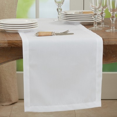 White Polyester Mid Century Modern Table Runner