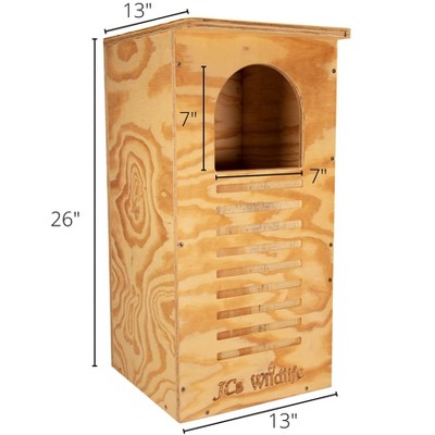 Natural Pine Barred Owl Nesting Box with Clean Out Door