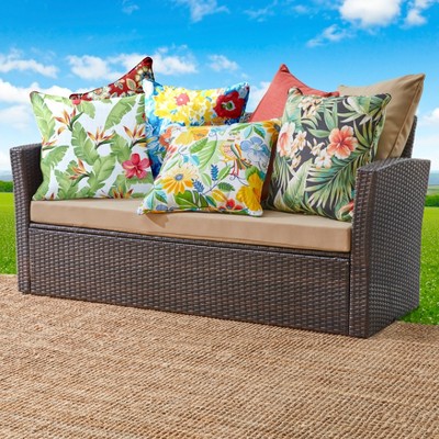 Sunbrella Red Square Outdoor Throw Pillow with Polyester Fill