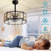 POWLIG 18.5-in- 4 Light 7 Blade Twine Metal Caged Ceiling Fan With Remote Control And Light Kit Included - 4 of 4