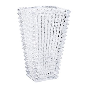 VECELO Flared Clear Ribbed Glass Decorative Vase, Tabletop Centerpiece - 1 of 4