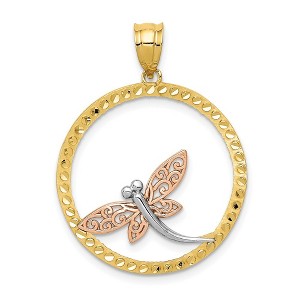 Black Bow Jewelry 14k Yellow & Rose Gold with White Rhodium 24mm Dragonfly Pendant - 1 of 4