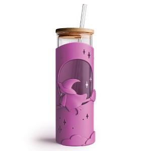 Ototo 17 fl oz Wicked Brew Glass Tumbler with Lid and Straw, Silicone, Glass, and Bamboo Purple - 1 of 4