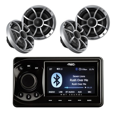 Wet Sounds WS-MC-1 Marine Media Center + 2 Pairs 65ic-S XS-Series 6.5" Speakers