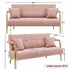 56.5'' W Modern Upholstered Sofa Couch with 2 Pillows, Pink - 2 of 4