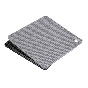 Unique Bargains Heat Resistant Non-Slip Silicone Kitchen Trivet Mats Light Gray, Black 2 Pcs - 1 of 3